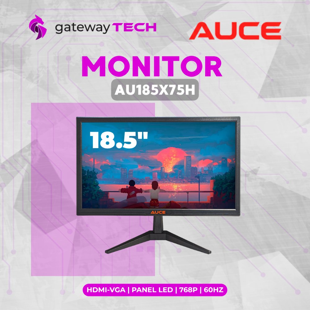 Monitor AUCE AU185X75H 18.5" | 60Hz | LED | HD 768p | Compacto y Eficiente
