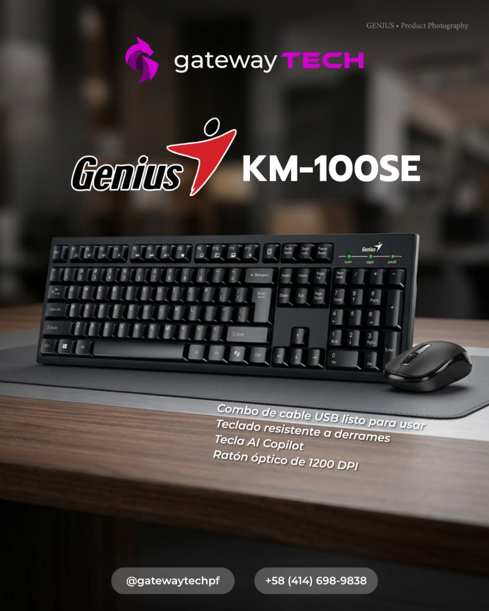 Kit de Teclado/Mouse KM-100SE | USB | Alambrico